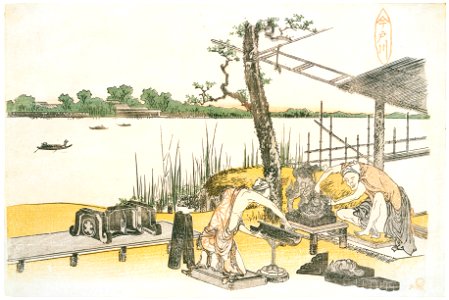 Katsushika Hokusai – The Print of Famous Place: Imatogawa [from Meihin Soroimono Ukiyo-e]