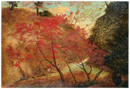 Takahashi Yuichi – Autumn Foliage in Takinogawa [from Takahashi Yuichi: Pioneer of Modern Western-style Painting]. Free illustration for personal and commercial use.