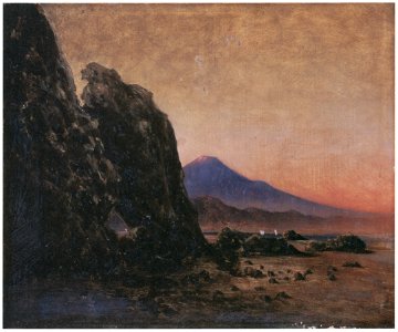 Takahashi Yuichi – Mt. Fuji from Tagonoura [from Takahashi Yuichi: Pioneer of Modern Western-style Painting]. Free illustration for personal and commercial use.