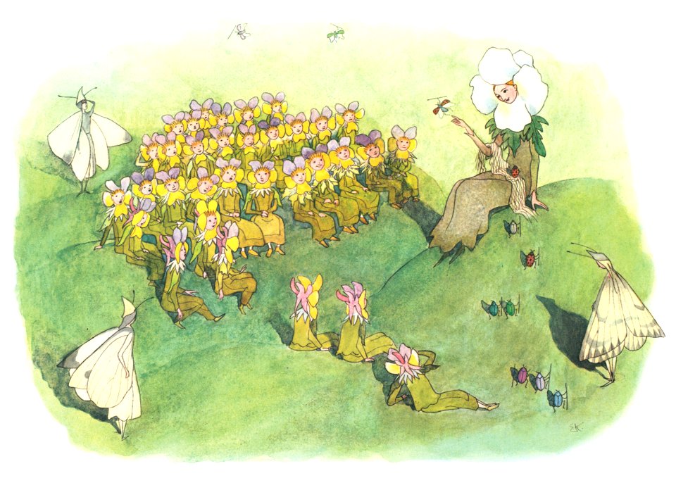 Ernst Kreidolf – On the Mountain Meadow [from Lenzgesind ]