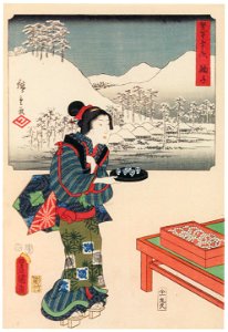 Utagawa Kunisada and Utagawa Hiroshige – Mariko: Local Specialty Dumplings [from The Fifty-three Stations by Two Brushes]