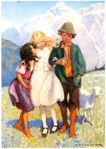 Jessie Willcox Smith – Put your foot down firmly once,” suggested Heidi (Heidi by Johanna Spyri) [from Jessie Willcox Smith: American Illustrator]. Free illustration for personal and commercial use.