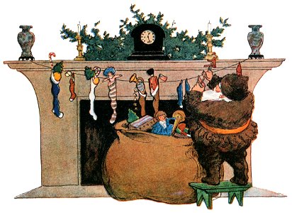 Jessie Willcox Smith – He was chubby and plump, a right jolly old elf (Twas the Night Before Christmas by Clement C. Moore) [from Jessie Willcox Smith: American Illustrator]. Free illustration for personal and commercial use.