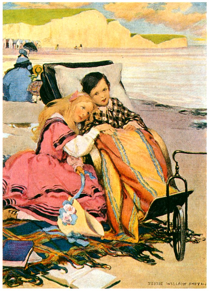 Jessie Willcox Smith – Paul Dombey and Florence on the Beach at Brighton (Dickens’s Children) [from Jessie Willcox Smith: American Illustrator]