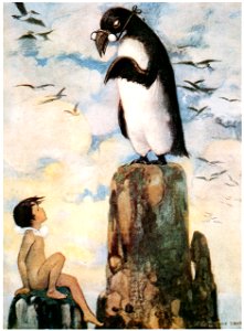 Jessie Willcox Smith – And there he saw the last of the Gairfowl, standing up on the Allalonestone, all alone (The Water Babies by Charles Kingsley) [from Jessie Willcox Smith: American Illustrator]