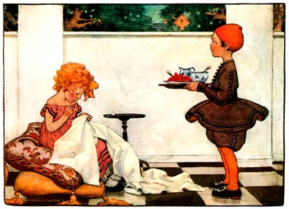 Jessie Willcox Smith – Curly locks! curly locks! wilt thou be mine (The Jessie Willcox Smith Mother Goose) [from Jessie Willcox Smith: American Illustrator]. Free illustration for personal and commercial use.