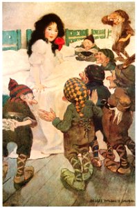 Jessie Willcox Smith – Snow-Drop and the Seven Little Dwarfs (A Child’s Book of Stories by Penrhyn W. Coussens) [from Jessie Willcox Smith: American Illustrator]. Free illustration for personal and commercial use.