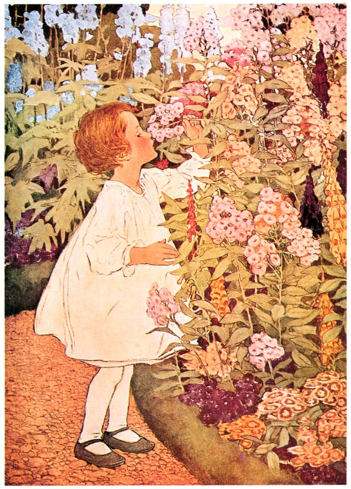 Jessie Willcox Smith – Smelling (The Five Senses by Angela M. Keyes) [from Jessie Willcox Smith: American Illustrator]