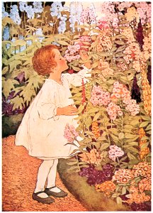 Jessie Willcox Smith – Smelling (The Five Senses by Angela M. Keyes) [from Jessie Willcox Smith: American Illustrator]. Free illustration for personal and commercial use.