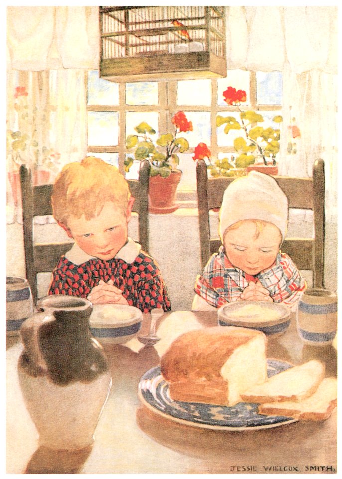 Jessie Willcox Smith – A Child’s Grace (A Child’s Book of Old Verses) [from Jessie Willcox Smith: American Illustrator]. Free illustration for personal and commercial use.