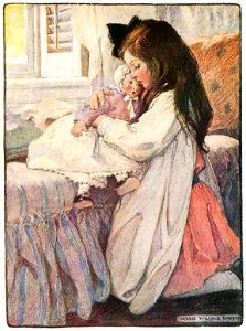 Jessie Willcox Smith – Then the Lover sighing like a furnace (The Seven Ages of Childhood by Carolyn Wells) [from Jessie Willcox Smith: American Illustrator]. Free illustration for personal and commercial use.