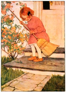 Jessie Willcox Smith – Doorsteps (Dream Blocks, by Aileen Higgins) [from Jessie Willcox Smith: American Illustrator]. Free illustration for personal and commercial use.