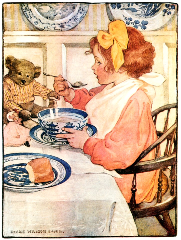 Jessie Willcox Smith – Then the Epicure (The Seven Ages of Childhood by Carolyn Wells) [from Jessie Willcox Smith: American Illustrator]. Free illustration for personal and commercial use.