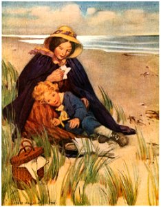 Jessie Willcox Smith – “Dear boy!” said his mother; “your father’s the best man in the world” (At the Back of the North Wind by George MacDonald) [from Jessie Willcox Smith: American Illustrator]. Free illustration for personal and commercial use.