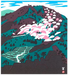 Kawanishi Hide – Ritsuun Gorge [from One Hundred Scenes of Hyogo]. Free illustration for personal and commercial use.