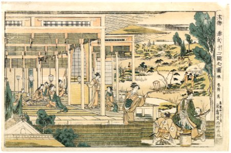 Katsushika Hokusai – The Story of Minamoto Yoshitsune and Jôruri-hime, from the series Perspective Pictures [from Meihin Soroimono Ukiyo-e]