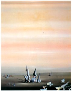 Yves Tanguy – Les Nouveaux Nomades [from Mizue No.927]. Free illustration for personal and commercial use.