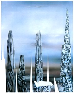 Yves Tanguy – De Mains pâles aux cieux lasses [from Mizue No.927]. Free illustration for personal and commercial use.