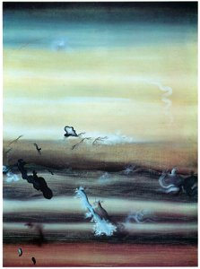 Yves Tanguy – L’Oreiller de satin [from Mizue No.927]. Free illustration for personal and commercial use.