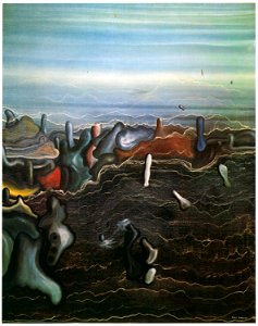 Yves Tanguy – Le Jardin sombre [from Mizue No.927]. Free illustration for personal and commercial use.