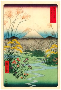 Utagawa Hiroshige – The Ōtsuki Plain in Kai Province [from Thirty-six Views of Mount Fuji]. Free illustration for personal and commercial use.