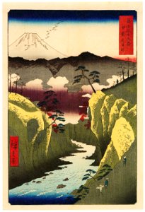 Utagawa Hiroshige – Dog Eye Pass in Kai Province [from Thirty-six Views of Mount Fuji]. Free illustration for personal and commercial use.