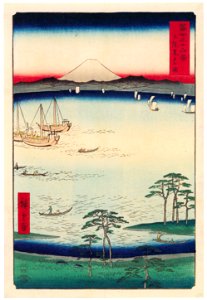 Utagawa Hiroshige – Kuroto Bay in Kazusa Province [from Thirty-six Views of Mount Fuji]. Free illustration for personal and commercial use.