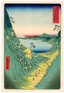 Utagawa Hiroshige – Shiojiri Pass in Shinano Province [from Thirty-six Views of Mount Fuji]. Free illustration for personal and commercial use.
