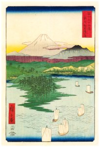 Utagawa Hiroshige – Noge and Yokohama in Musashi Province [from Thirty-six Views of Mount Fuji]. Free illustration for personal and commercial use.