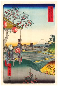 Utagawa Hiroshige – The Teahouse with the View of Mt. Fuji at Zōshigaya [from Thirty-six Views of Mount Fuji]