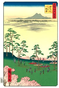 Utagawa Hiroshige – View to the North from Asukayama [from One Hundred Famous Views of Edo (kurashi-no-techo Edition)]. Free illustration for personal and commercial use.