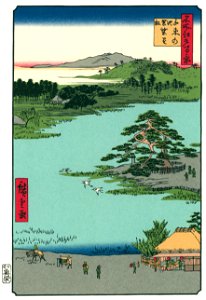 Utagawa Hiroshige – “Robe-Hanging Pine” at Senzoku no ike [from One Hundred Famous Views of Edo (kurashi-no-techo Edition)]