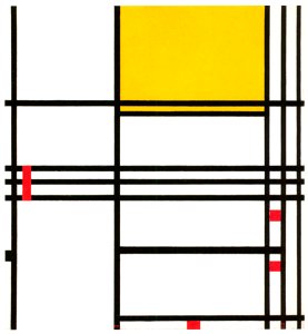 Piet Mondrian – Compositie met zwart, wit, geel en rood [from Mondrian: 1872-1944: Structures in Space]. Free illustration for personal and commercial use.