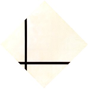 Piet Mondrian – Compositie met twee lijnen [from Mondrian: 1872-1944: Structures in Space]. Free illustration for personal and commercial use.