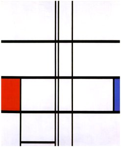 Piet Mondrian – Compositie met rood en blauw [from Mondrian: 1872-1944: Structures in Space]. Free illustration for personal and commercial use.