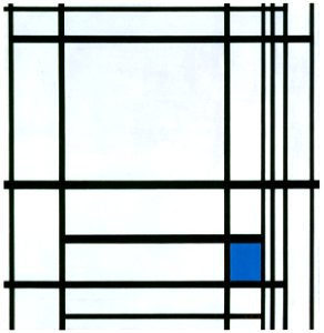 Piet Mondrian – Compositie met blauw [from Mondrian: 1872-1944: Structures in Space]. Free illustration for personal and commercial use.