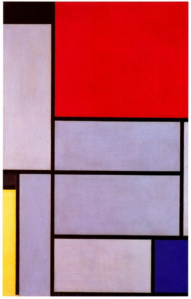 Piet Mondrian – Tableau I [from Mondrian: 1872-1944: Structures in Space]. Free illustration for personal and commercial use.