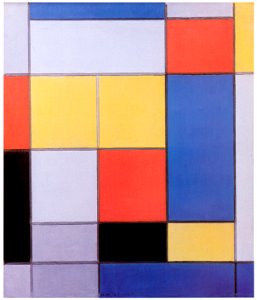 Piet Mondrian – Compositie met rood, blauw en geel-groen [from Mondrian: 1872-1944: Structures in Space]. Free illustration for personal and commercial use.