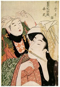 Kitagawa Utamaro – Mistress Style, from the series The Connoisseur of Present-day Customs [from Ukiyo-e shuka. Museum of Fine Arts, Boston III]. Free illustration for personal and commercial use.