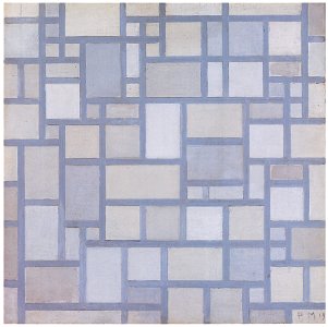 Piet Mondrian – Compositie: Lichte kleurvlakken met grijze contouren [from Mondrian: 1872-1944: Structures in Space]. Free illustration for personal and commercial use.
