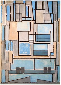 Piet Mondrian – Compositie nr.9, Blue Facade [from Mondrian: 1872-1944: Structures in Space]. Free illustration for personal and commercial use.