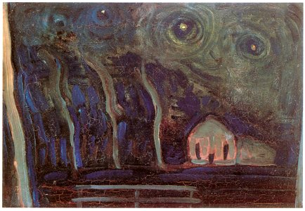 Piet Mondrian – Landschap bij nacht [from Mondrian: 1872-1944: Structures in Space]. Free illustration for personal and commercial use.