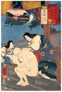 Utagawa Kuniyoshi – AKASAKA: Empress Kōmyō (Kōmyō Kōgō) [from The Sixty-nine Stations of the Kisokaido]