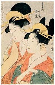 Kitagawa Utamaro – Komurasaki and Hanamurasaki of the Tamaya, from the series Courtesans of the Pleasure Quarters in Double Mirrors [from Ukiyo-e shuka. Museum of Fine Arts, Boston III]