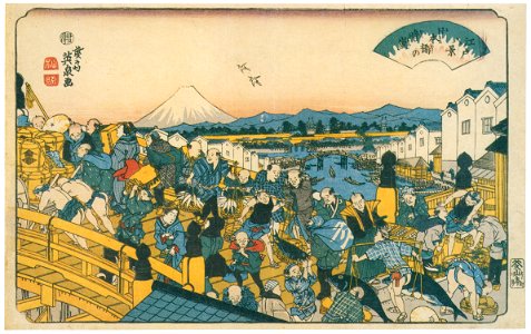 Keisai Eisen – Edo Hakkei (Eight Sights of Edo) : Clear weather at Nihombashi [from The Exhibition of Keisai Eisen in memory of the 150th anniversary after his death]