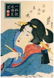 Keisai Eisen – Ukiyo Fuzoku Bijo Kurabe (Beauty Contest of Contemporary Women) : Hibiscus [from The Exhibition of Keisai Eisen in memory of the 150th anniversary after his death]