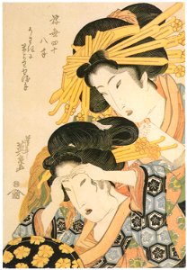 Keisai Eisen – Ukiyo Shijuhatte (Forty-eight Tactics of Love) : Technique of capturing with alluring gesmre [from The Exhibition of Keisai Eisen in memory of the 150th anniversary after his death]