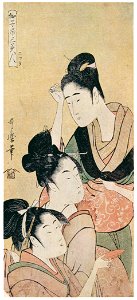 Kitagawa Utamaro – Three Beautiful Mistresses [from Ukiyo-e shuka. Museum of Fine Arts, Boston III]. Free illustration for personal and commercial use.