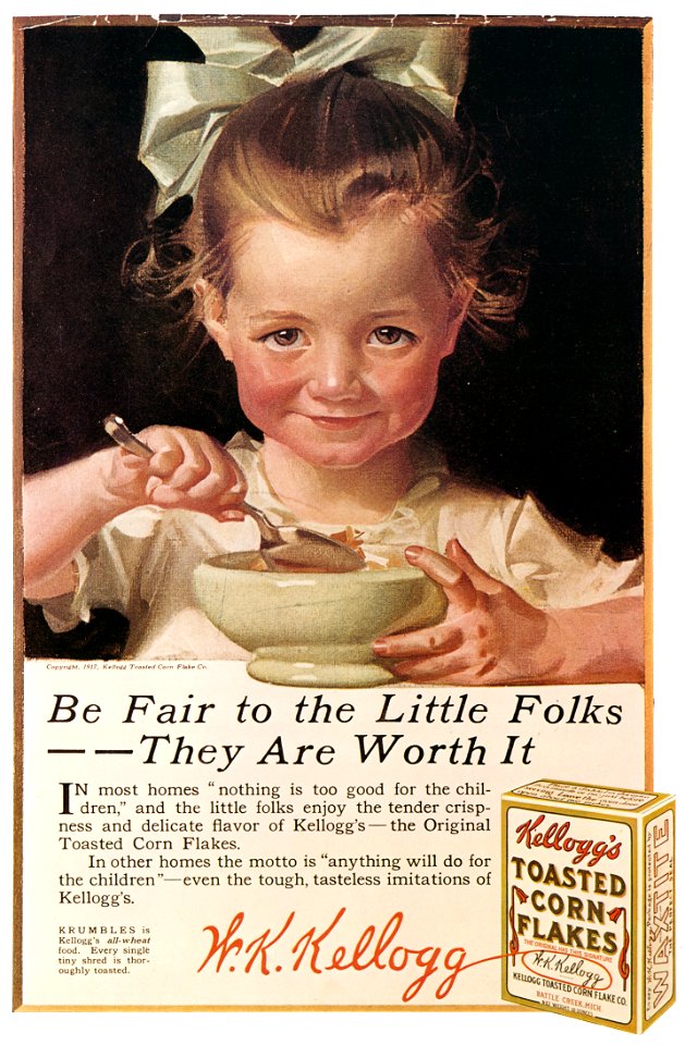 J. C. Leyendecker – Kellogg’s Corn Flakes advertisement, 1917. Courtesy Kellogg Co. [from The J. C. Leyendecker Poster Book]