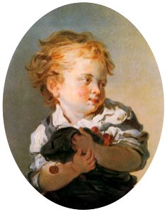 Jean-Honoré Fragonard – CHILD HOLDING CHERRIES [from Fragonard]. Free illustration for personal and commercial use.